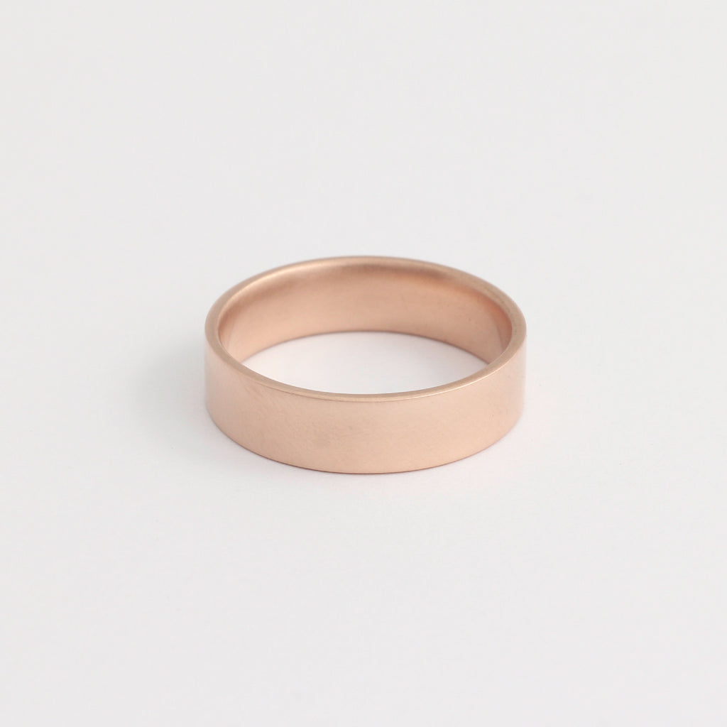 Rose Gold Wedding Band 5mm Wide Flat Polished– Good Gold