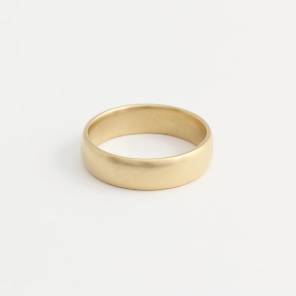 Yellow Gold Wedding Band - 5mm Wide - Rounded - Matte
