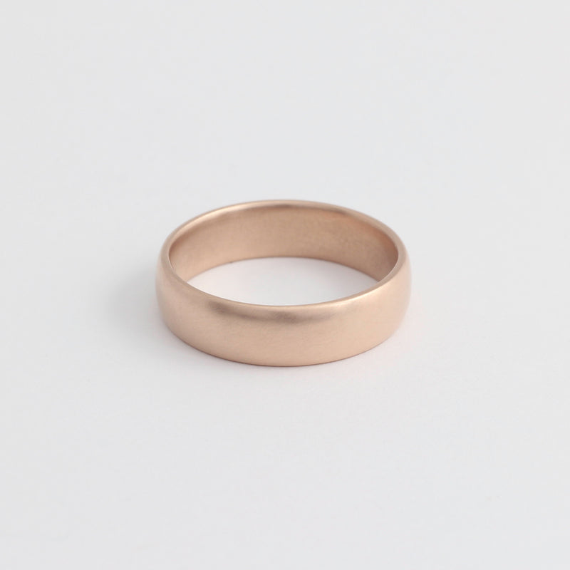 Rose Gold Wedding Band - 5mm Wide - Rounded - Polished