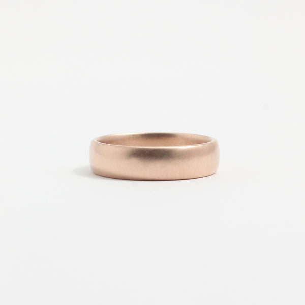 Rose Gold Wedding Band - 5mm Wide - Rounded - Matte