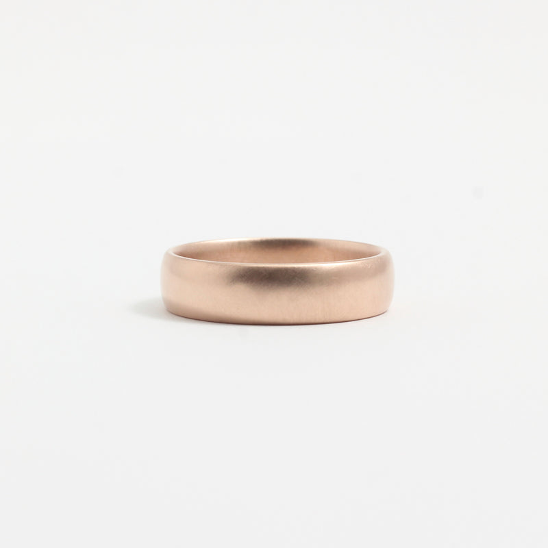 Rose Gold Wedding Band - 5mm Wide - Rounded - Matte