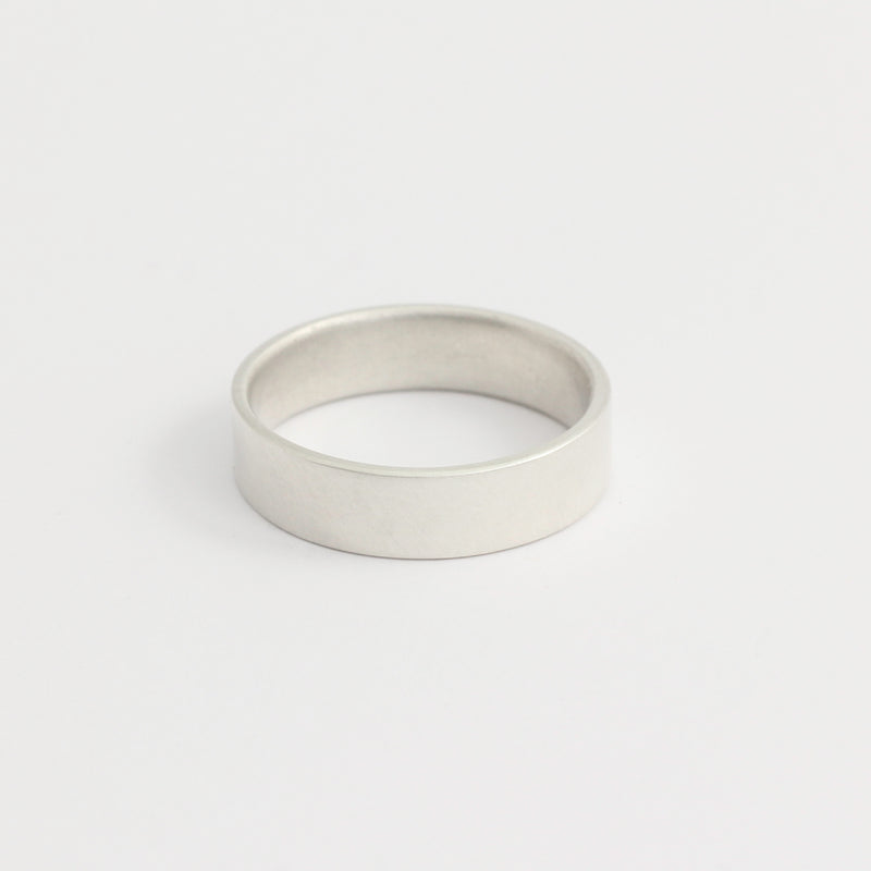 White Gold Wedding Band - 5mm Wide - Flat - Matte