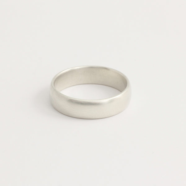 White Gold Wedding Band - 5mm Wide - Rounded - Matte