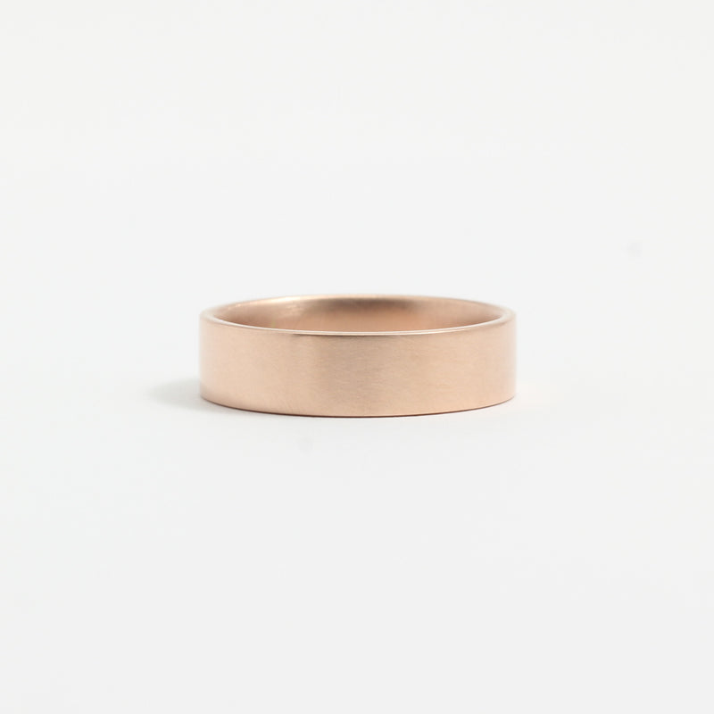 Rose Gold Wedding Band - 5mm Wide - Flat - Matte