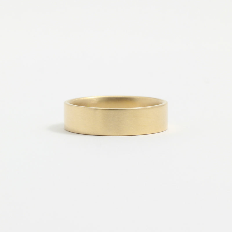 Yellow Gold Wedding Band - 5mm Wide - Flat - Matte