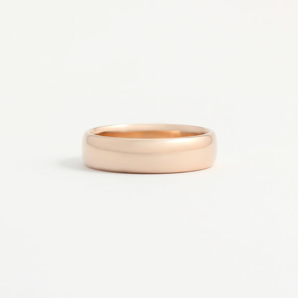 Rose Gold Wedding Band - 5mm Wide - Rounded - Polished