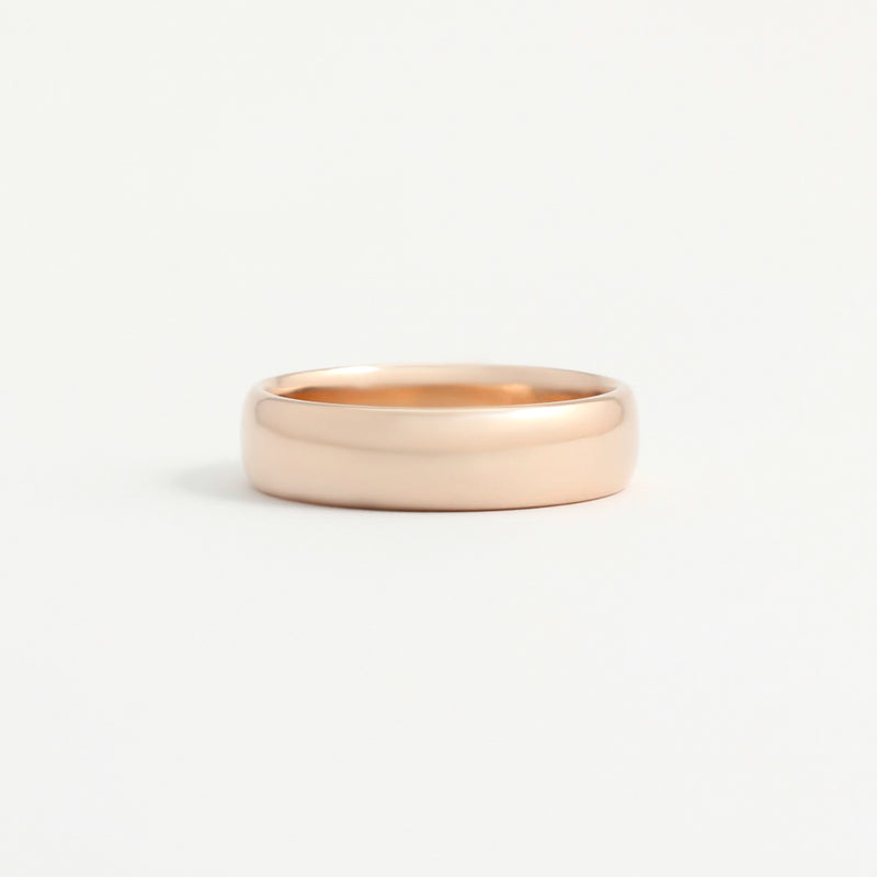 Rose Gold Wedding Band - 5mm Wide - Rounded - Polished