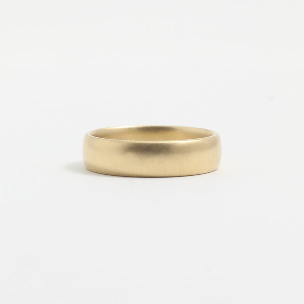 Yellow Gold Wedding Band - 5mm Wide - Rounded - Matte