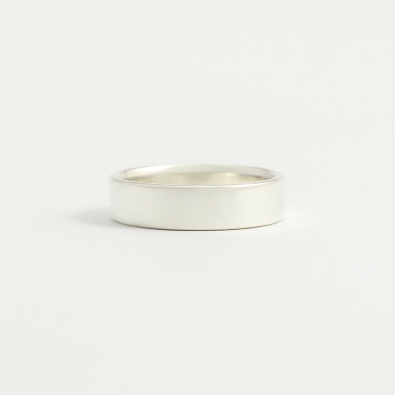 White Gold Wedding Band - 5mm Wide - Flat - Matte