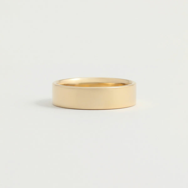 Yellow Gold Wedding Band - 5mm Wide - Flat - Polished