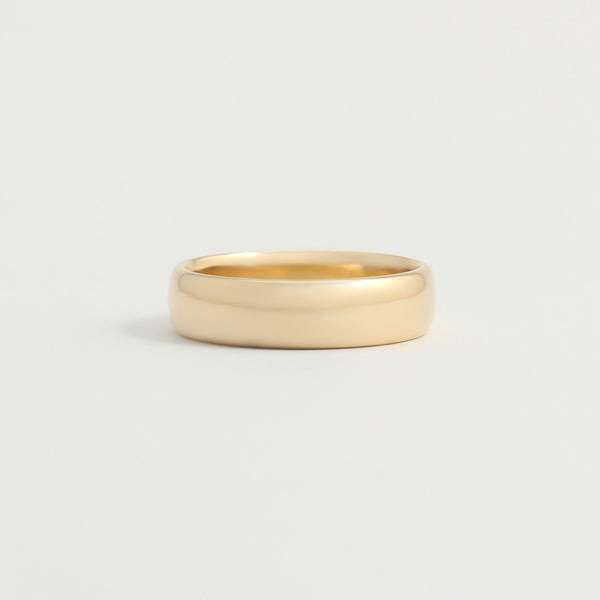 Yellow Gold Wedding Band - 5mm Wide - Rounded - Polished