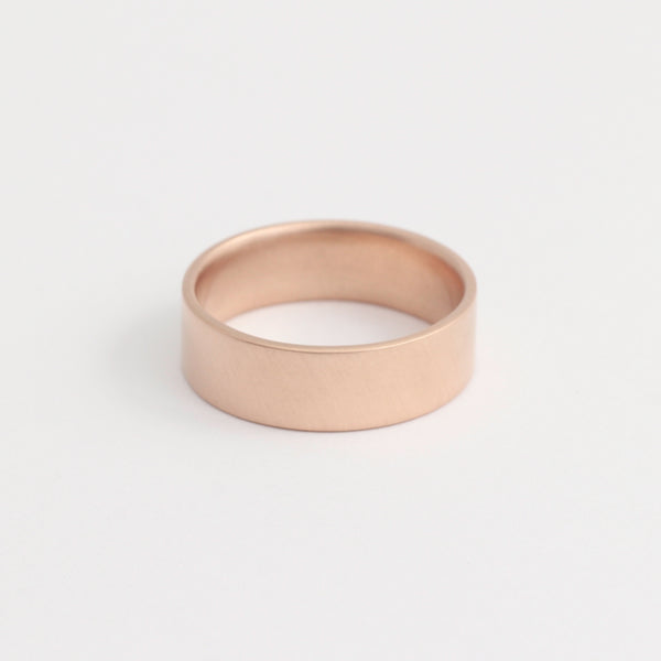 Rose Gold Wedding Band - 6mm Wide - Flat - Matte
