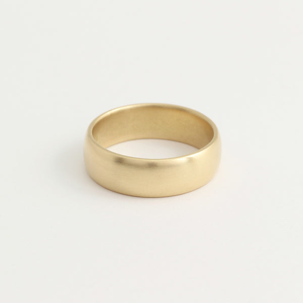 Yellow Gold Wedding Band - 6mm Wide - Rounded - Matte