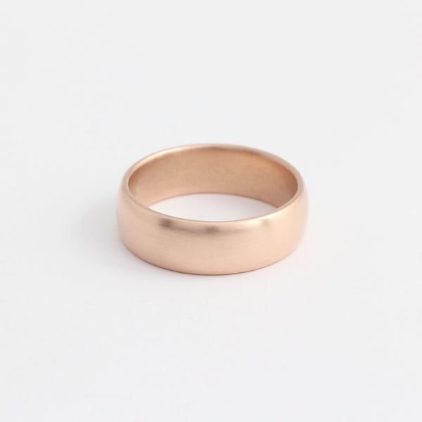 Rose Gold Wedding Band - 6mm Wide - Rounded - Matte