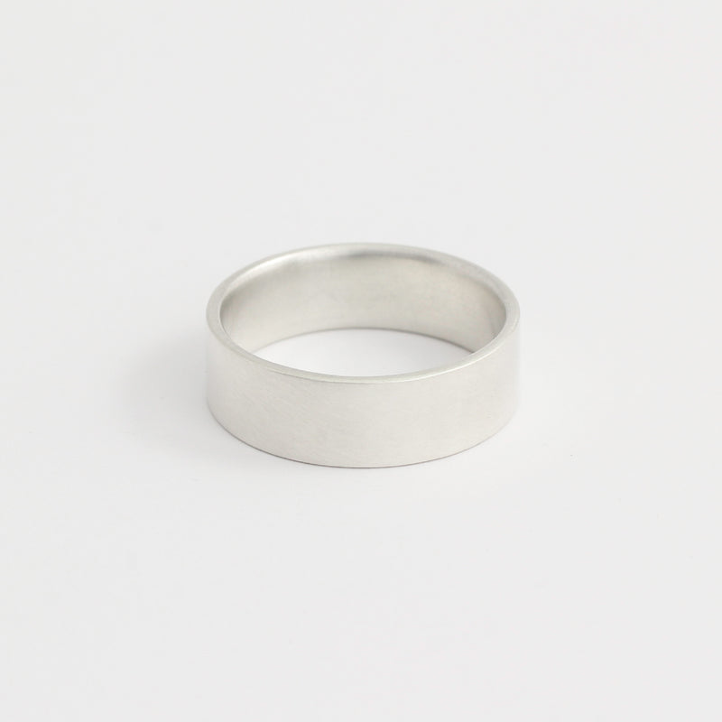 White Gold Wedding Band - 6mm Wide - Flat - Polished