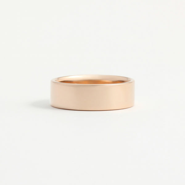 Rose Gold Wedding Band - 6mm Wide - Flat - Polished