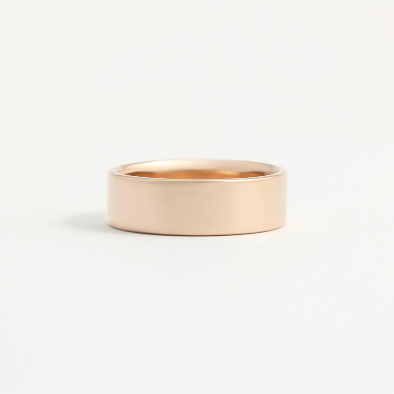 Rose Gold Wedding Band - 6mm Wide - Flat - Polished