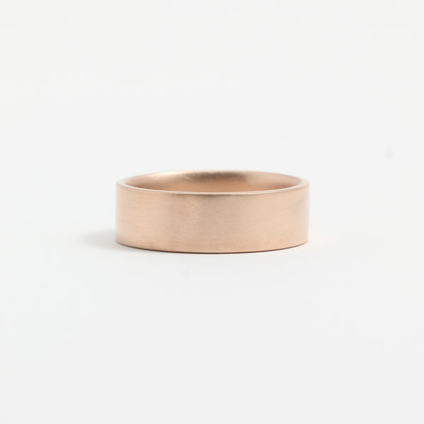 Rose Gold Wedding Band - 6mm Wide - Flat - Matte