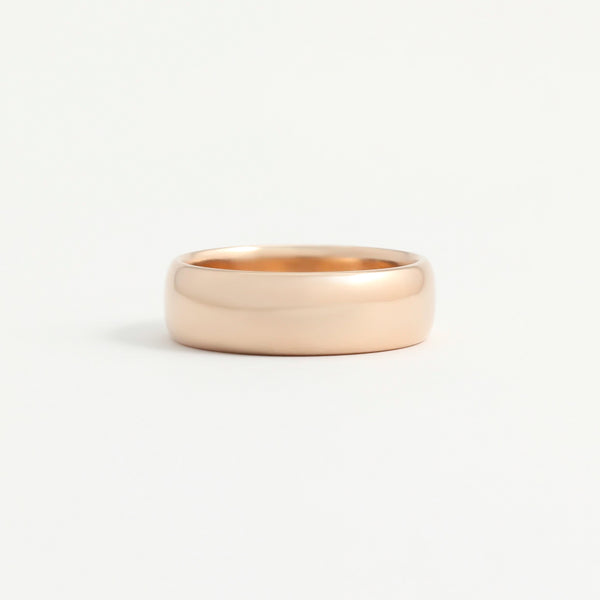 Rose Gold Wedding Band - 6mm Wide - Rounded - Polished