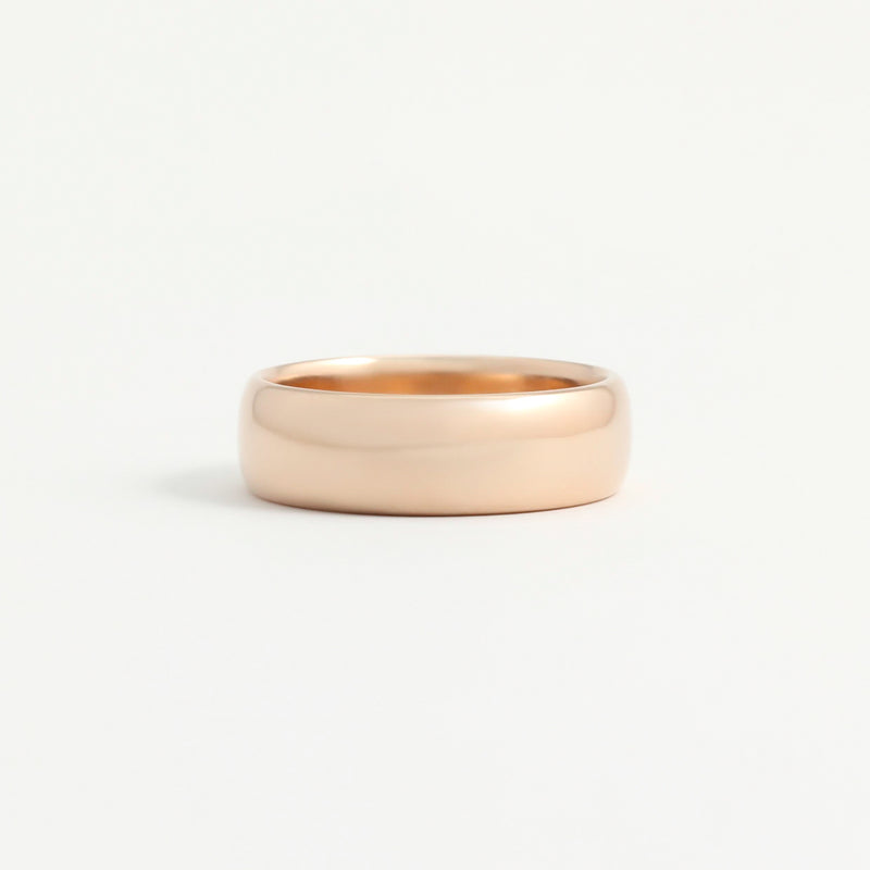 Rose Gold Wedding Band - 6mm Wide - Rounded - Polished