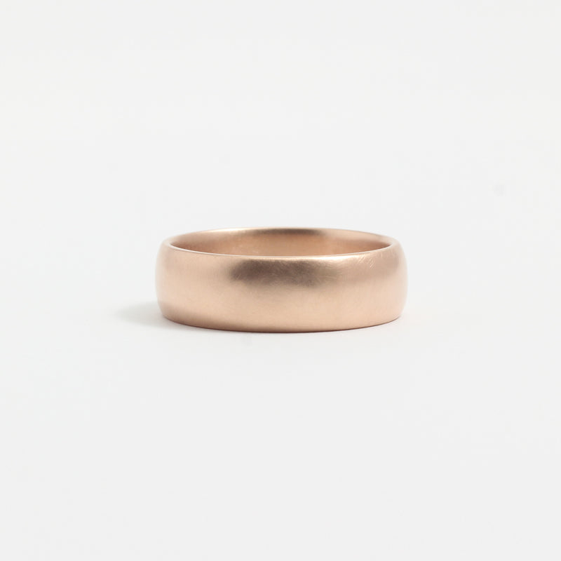 Rose Gold Wedding Band - 6mm Wide - Rounded - Matte
