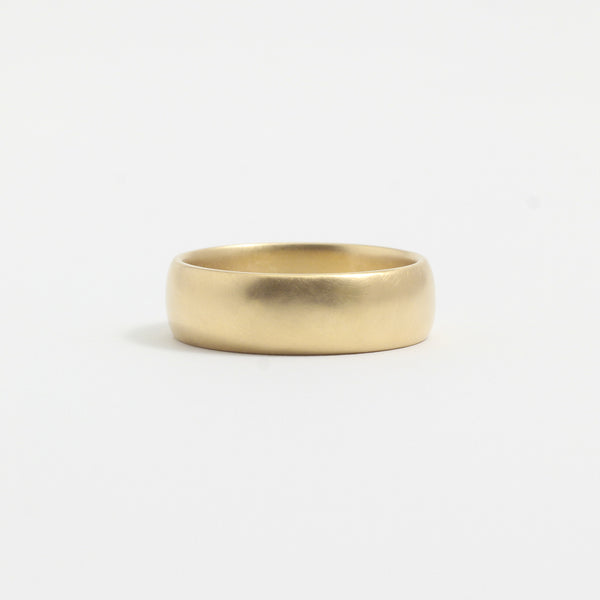 Yellow Gold Wedding Band - 6mm Wide - Rounded - Matte