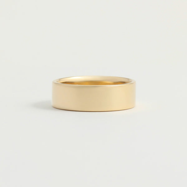 Yellow Gold Wedding Band - 6mm Wide - Flat - Polished