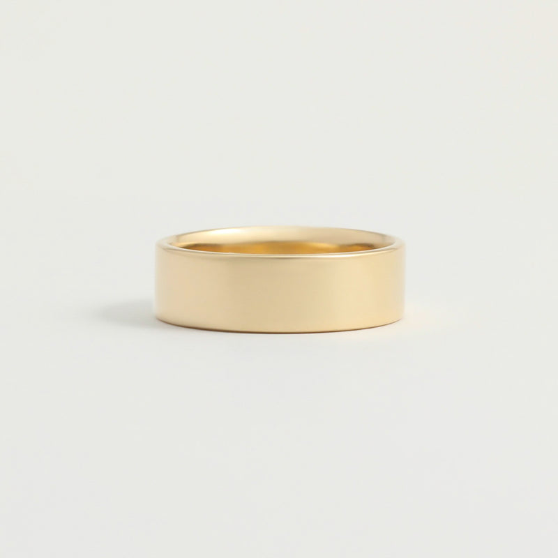 Yellow Gold Wedding Band - 6mm Wide - Flat - Polished