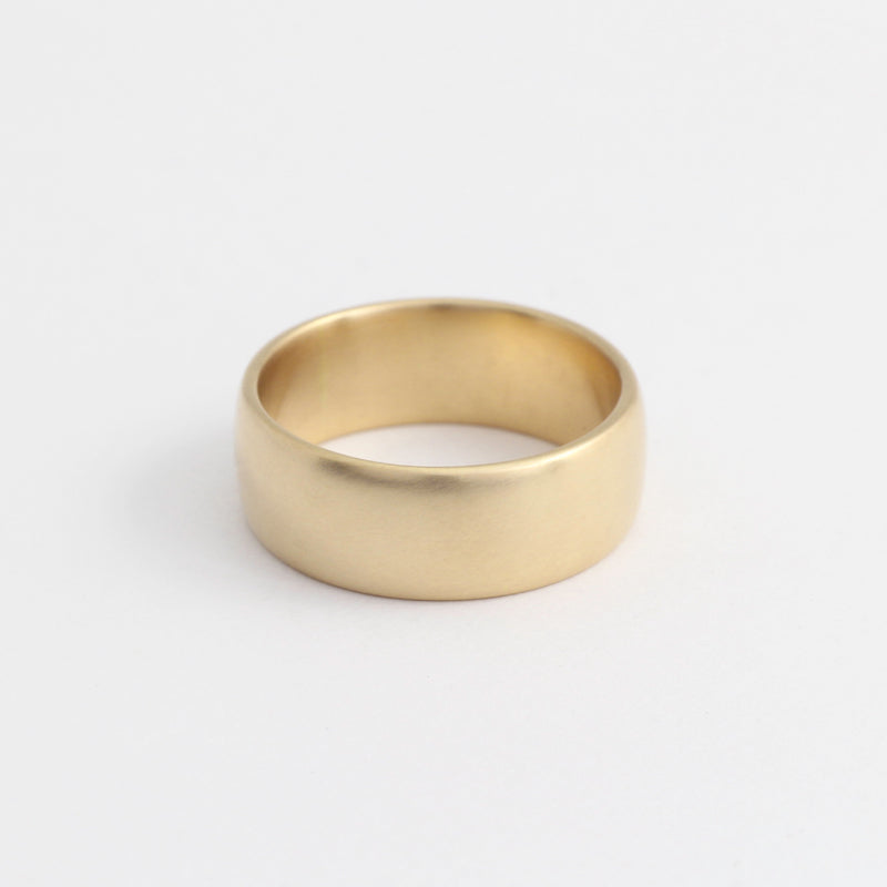 Yellow Gold Wedding Band - 7mm Wide - Rounded - Matte