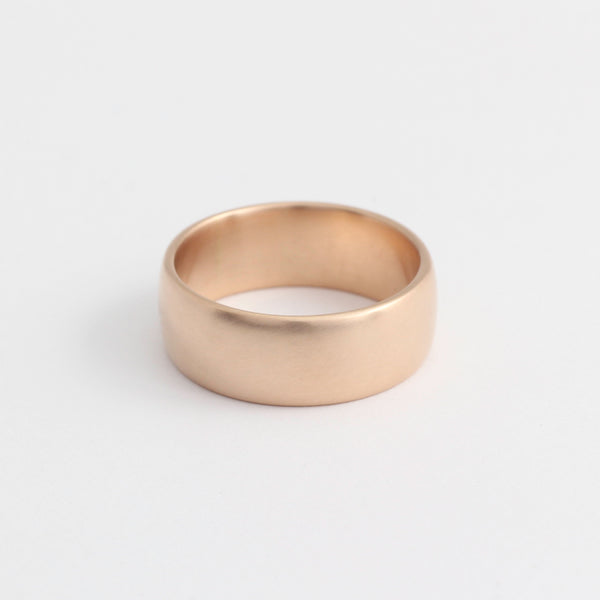 Rose Gold Wedding Band - 7mm Wide - Rounded - Matte