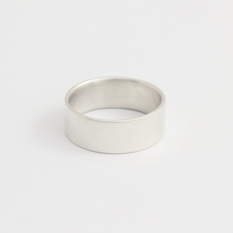 White Gold Wedding Band - 7mm Wide - Flat - Matte