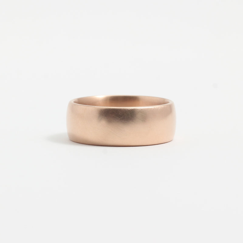 Rose Gold Wedding Band - 7mm Wide - Rounded - Matte