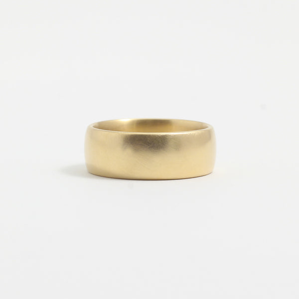 Yellow Gold Wedding Band - 7mm Wide - Rounded - Matte