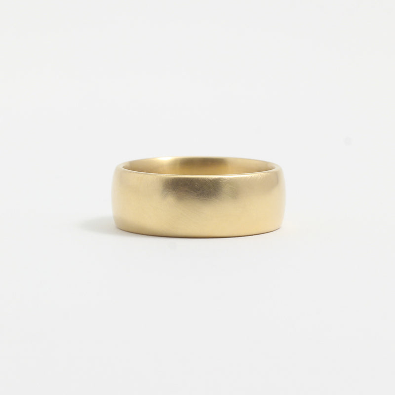 Yellow Gold Wedding Band - 7mm Wide - Rounded - Matte