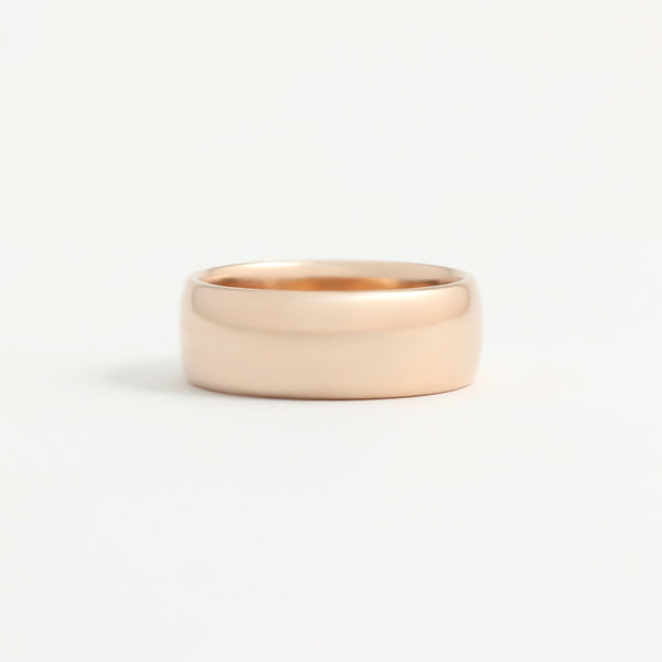 Rose Gold Wedding Band - 7mm Wide - Rounded - Polished