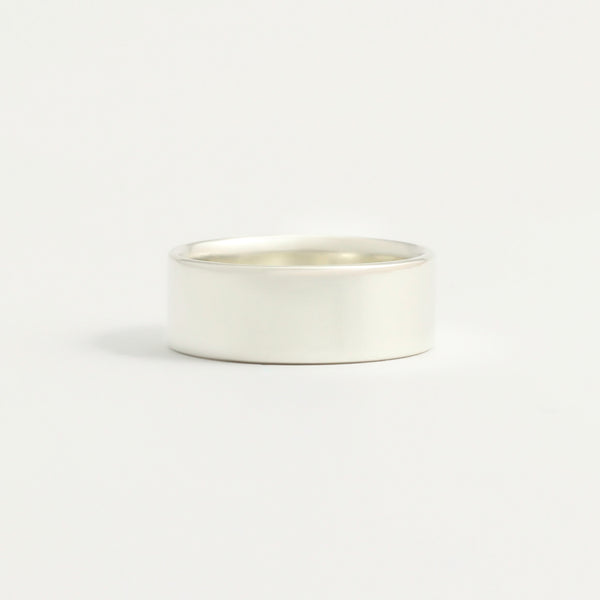 White Gold Wedding Band - 7mm Wide - Flat - Polished