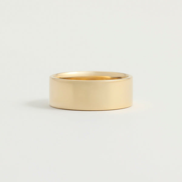 Yellow Gold Wedding Band - 7mm Wide - Flat - Polished