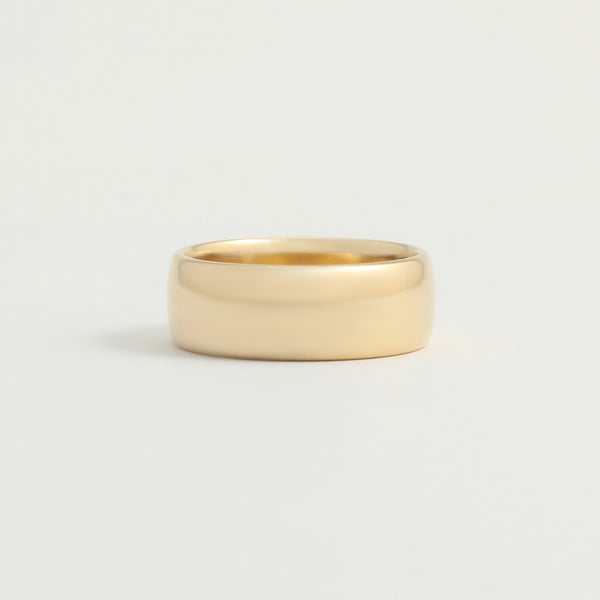 Yellow Gold Wedding Band - 7mm Wide - Rounded - Polished