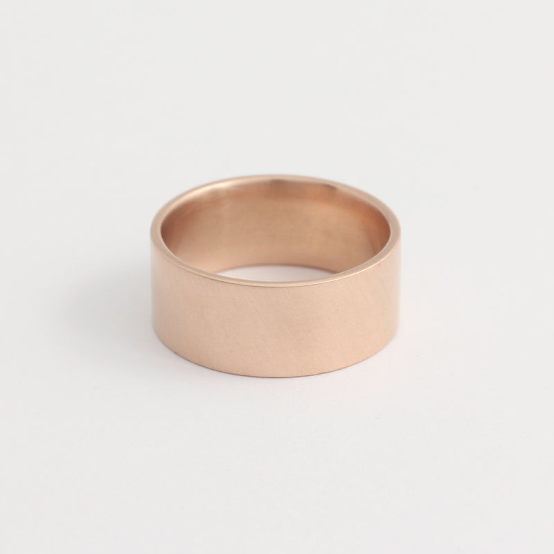 Rose Gold Wedding Band - 8mm Wide - Flat - Polished