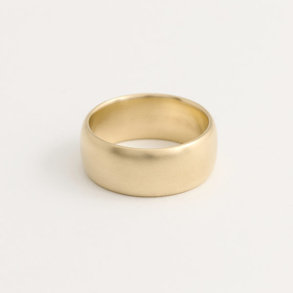 Yellow Gold Wedding Band - 8mm Wide - Rounded - Matte