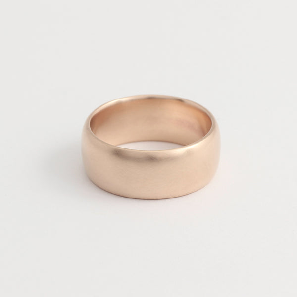 Rose Gold Wedding Band - 8mm Wide - Rounded - Matte