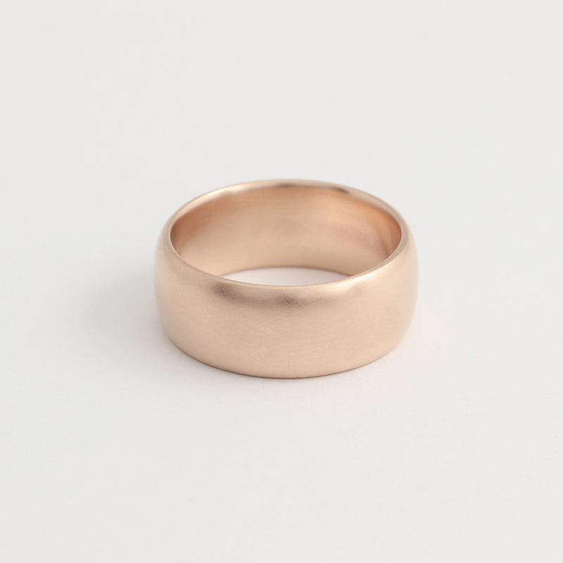 Rose Gold Wedding Band - 8mm Wide - Rounded - Matte