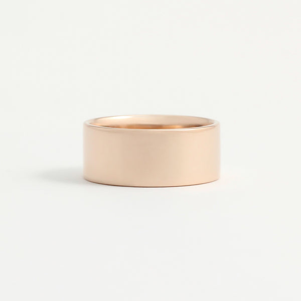 Rose Gold Wedding Band - 8mm Wide - Flat - Polished