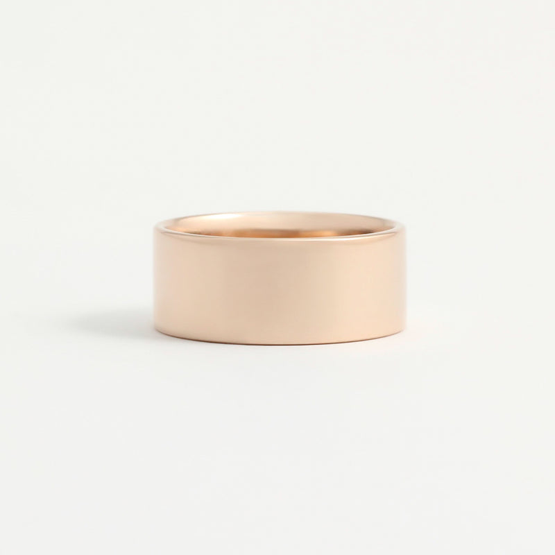 Rose Gold Wedding Band - 8mm Wide - Flat - Polished
