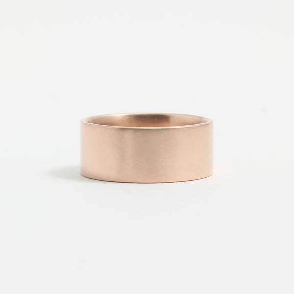 Rose Gold Wedding Band - 8mm Wide - Flat - Matte