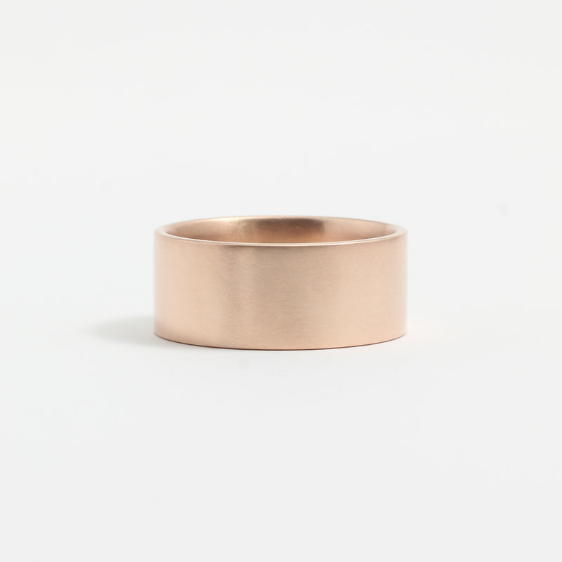 Rose Gold Wedding Band - 8mm Wide - Flat - Matte