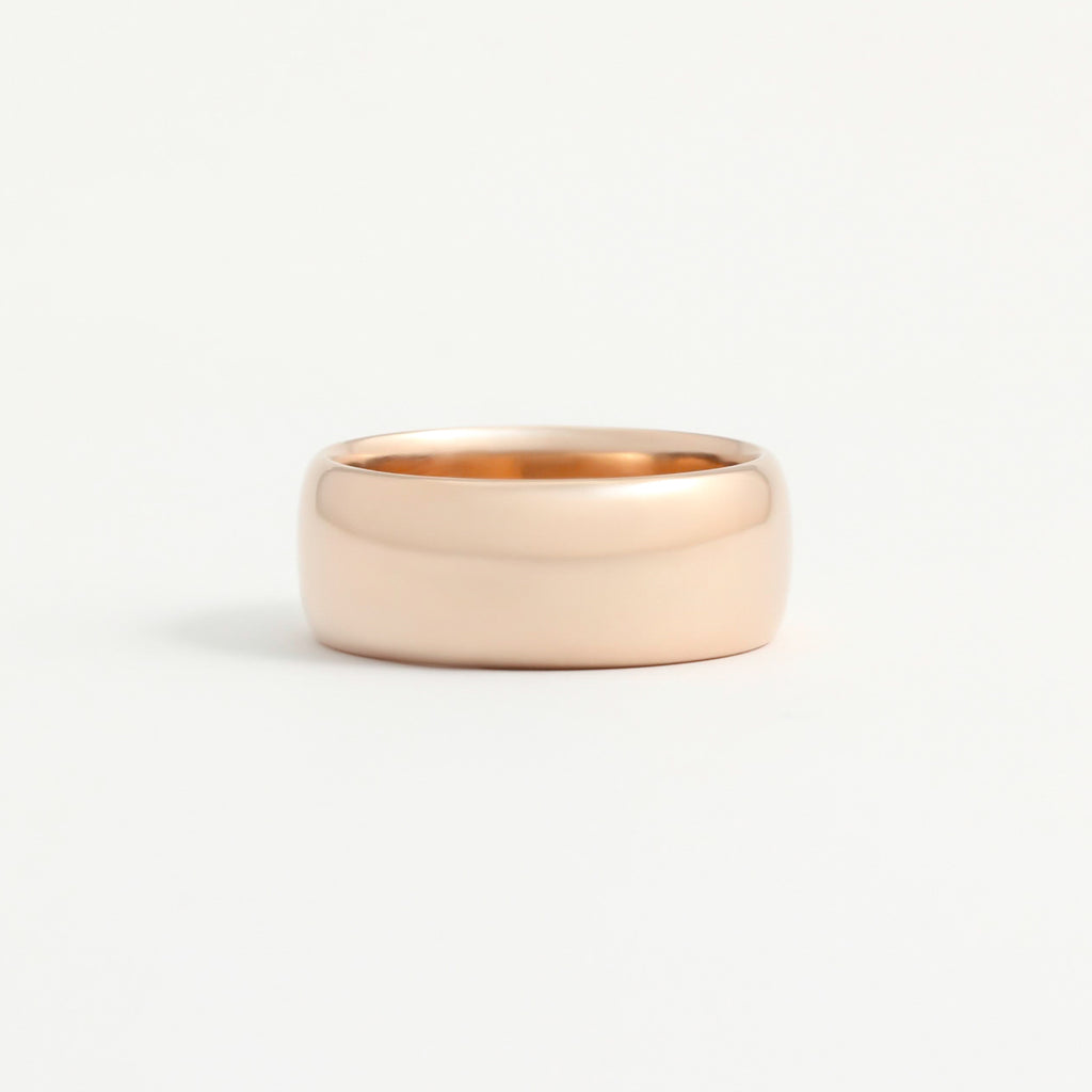 Rose Gold Wedding Band - 8mm Wide - Rounded - Polished– Good Gold