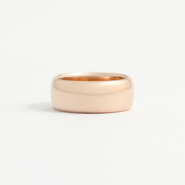 Rose Gold Wedding Band - 8mm Wide - Rounded - Polished