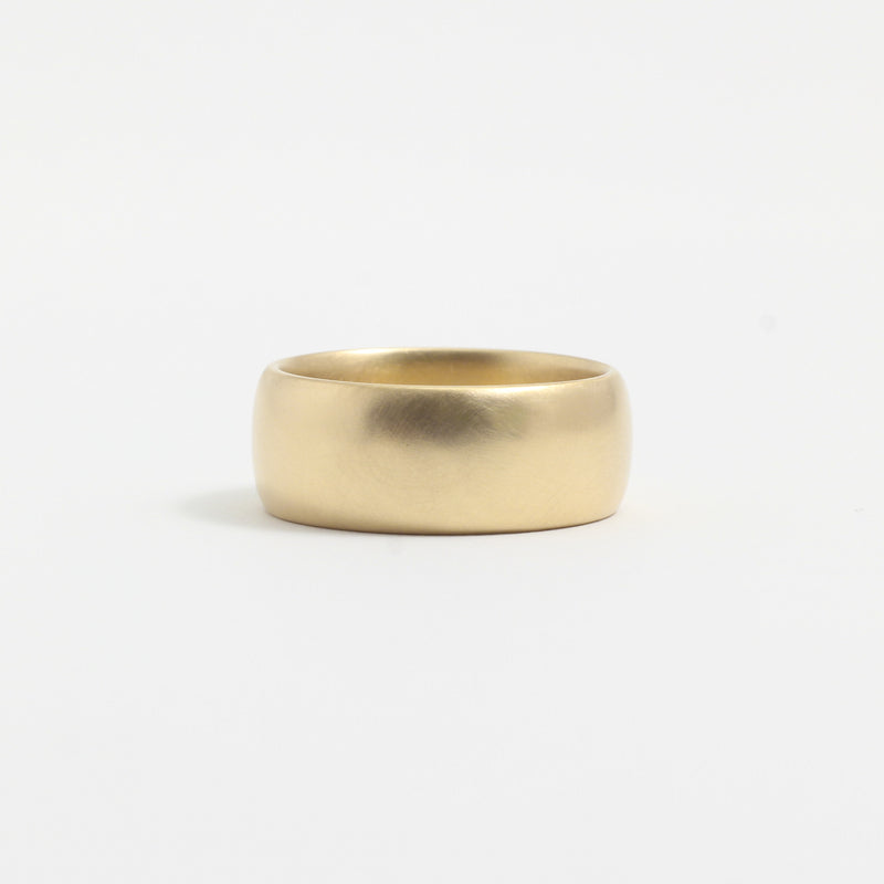 Yellow Gold Wedding Band - 8mm Wide - Rounded - Matte