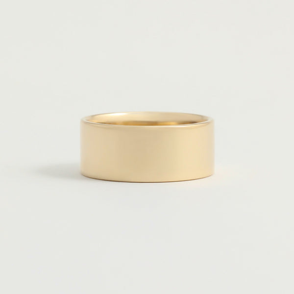 Yellow Gold Wedding Band - 8mm Wide - Flat - Polished